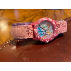 Girl's 30mm Disney Analog Watch, Canvas Band, Pink Bezel